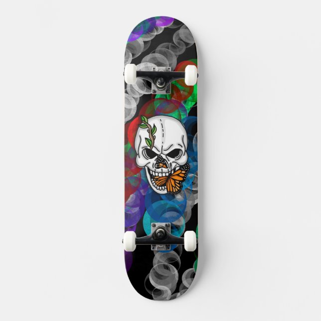 Skate Skull and Monarch Butterfly Digital Art    (Frente)