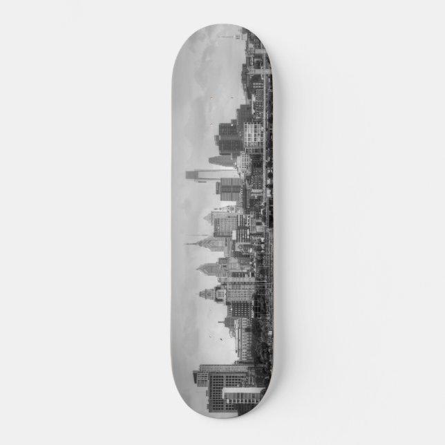 Skate Skyline de Philadelphfia em preto e branco (Frente)