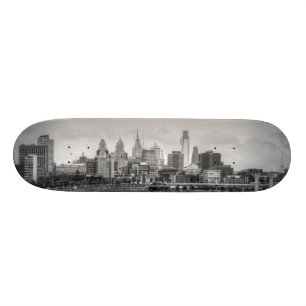 Skate Skyline de Philadelphfia em preto e branco