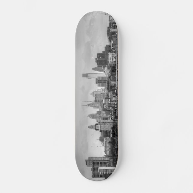 Skate Skyline de Philadelphfia em preto e branco (Frente)