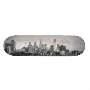 Skate Skyline de Philadelphfia em preto e branco