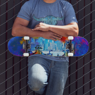 Skate SlipperyJoe NYC grafite lua cercada por redemoinho