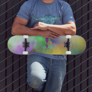 Skate SlipperyJoe's festivo tema Mardi Gras roxo gre
