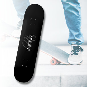 Skate Sobrenome Personalizado Elegante Preto   Nome