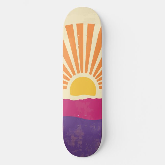 Skate Sol nascente Retroativo 70 Boho Amarelo Roxo (Frente)