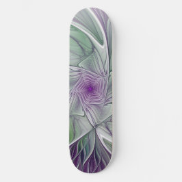 Skate Sonho de Flor, Arte Fractal Verde Abstrato púrpura