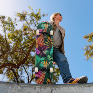 Skate Sonho de Girafa na Selva Padrão de Superfície Perf