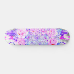 Skate Sonhos Florais de Rosas Rosa