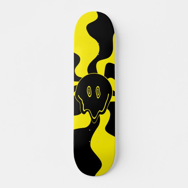 Skate Sorria Retro Preto e Amarelo (Frente)
