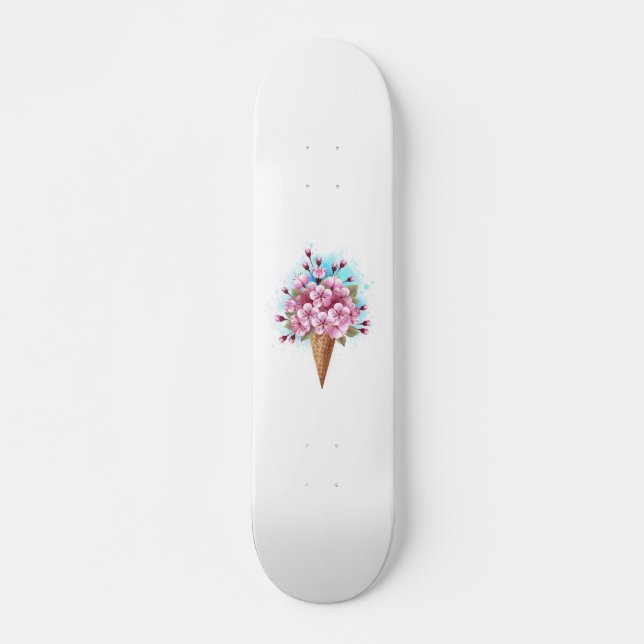 Skate Sorvete Waffle Rosa Sakura Cone (Frente)