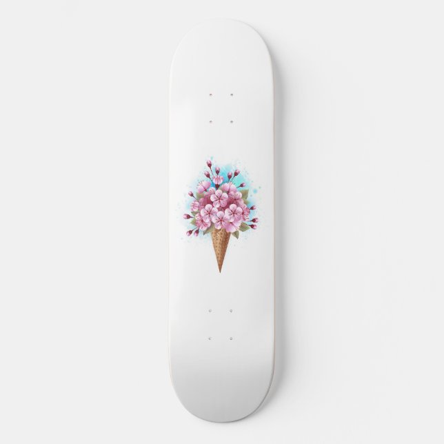 Skate Sorvete Waffle Rosa Sakura Cone (Frente)