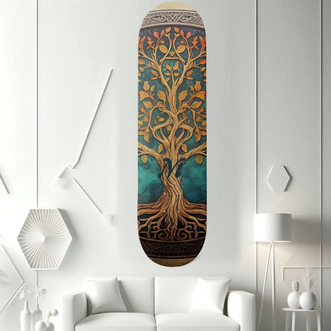 Skate Spiritual Tree of Life Whimsical Ocean Blue Funky  (Spiritual Tree of Life Whimsical Ocean Blue Funky Skateboard)