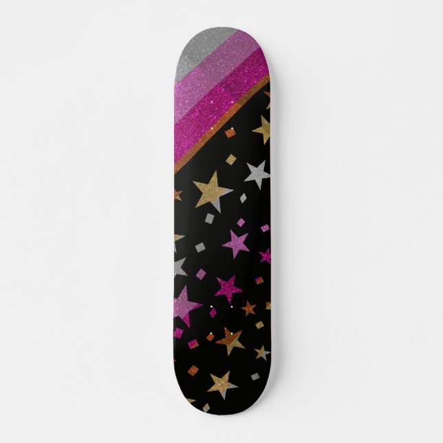 Skate Starry Orgulho gay Flag Sparkly Lesbian Glitter (Frente)