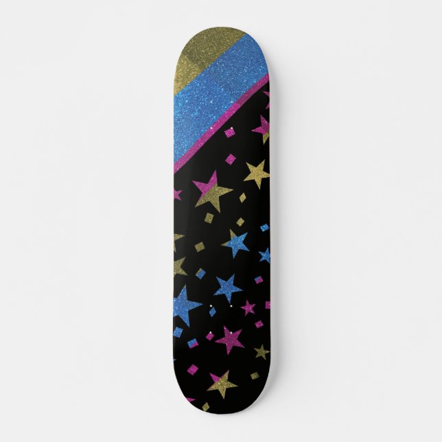 Skate Starry Orgulho gay Flag Sparkly Pansexual Glitter (Frente)
