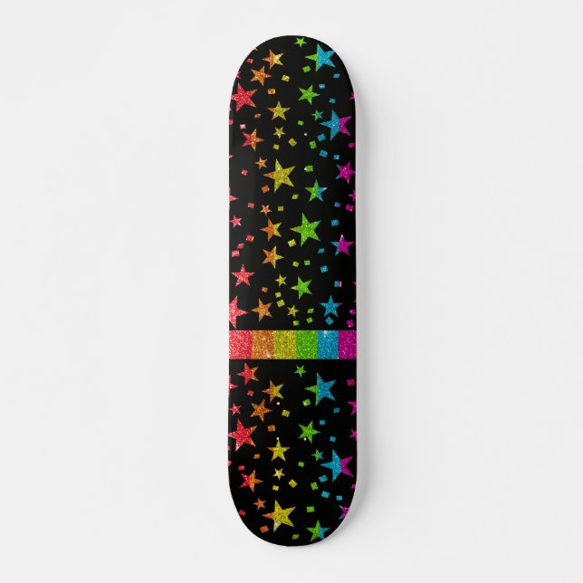 Skate Starry Orgulho gay Flag Sparkly Rainbow Glitter (Frente)