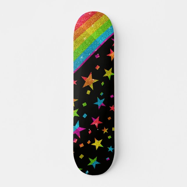 Skate Starry Orgulho gay Flag Sparkly Rainbow Glitter (Frente)