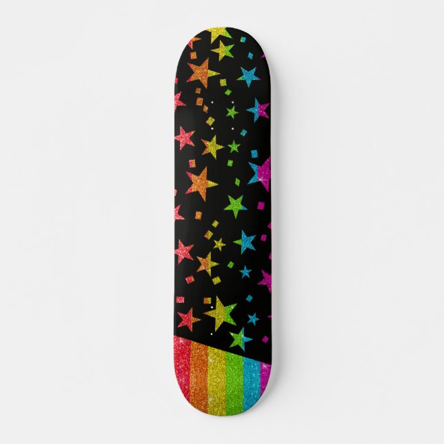 Skate Starry Orgulho gay Flag Sparkly Rainbow Glitter (Frente)
