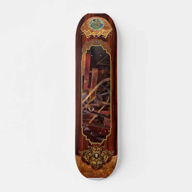 Skate Steampunk - Engrenagem - Correias e Rodas (Frente)