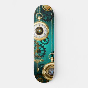 Skate Steampunk Jewelry Watch em um fundo verde