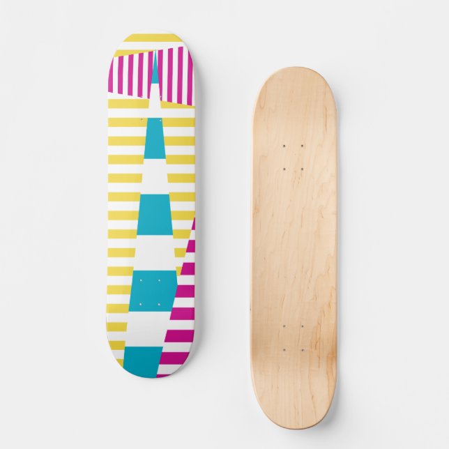 Skate Stripes em Stripes - Turquesa, Amarelo e Rosa (Frente)