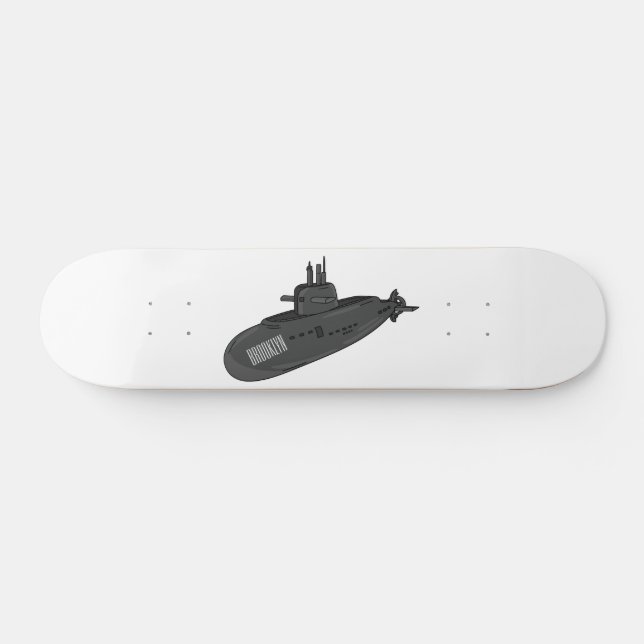 Skate Submarine cartoon illustration  (Horz)