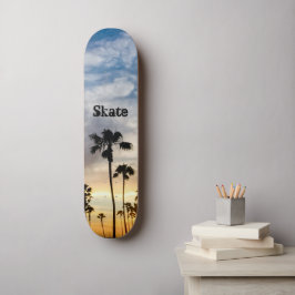 Skate Sunset de Árvore Palm Personalizada Amarelo Azul M