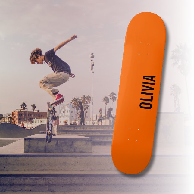 Skate Sunset Orange Modern Name | Tendência minimalista (Criador carregado)