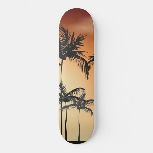 Skate Sunset Palm Trees Praia Verão (Frente)
