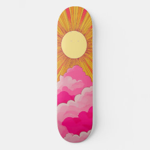 Skate Sunshine Sunrise Retro 70s Boho Amarelo Rosa