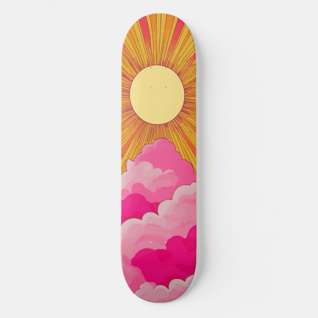 Skate Sunshine Sunrise Retro 70s Boho Amarelo Rosa (Frente)