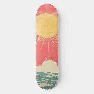 Skate Sunshine Sunrise Retro 70s Boho Amarelo Rosa