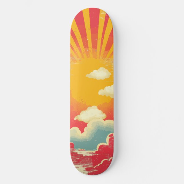 Skate Sunshine Sunrise Retro 70s Boho Amarelo Rosa (Frente)