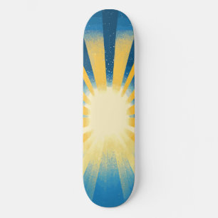 Skate Sunshine Sunrise Retro 70s Boho Azul Amarelo