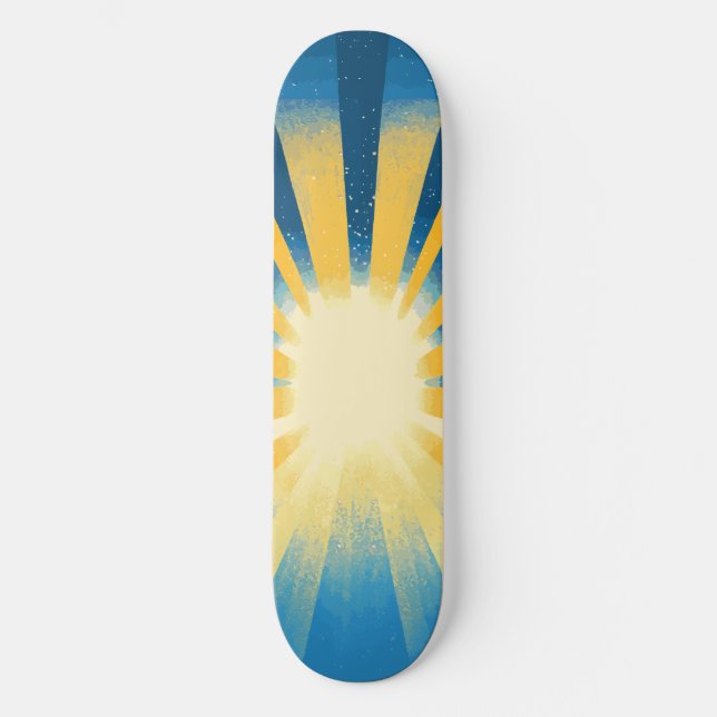 Skate Sunshine Sunrise Retro 70s Boho Azul Amarelo (Frente)