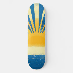 Skate Sunshine Sunrise Retro 70s Boho Azul Amarelo