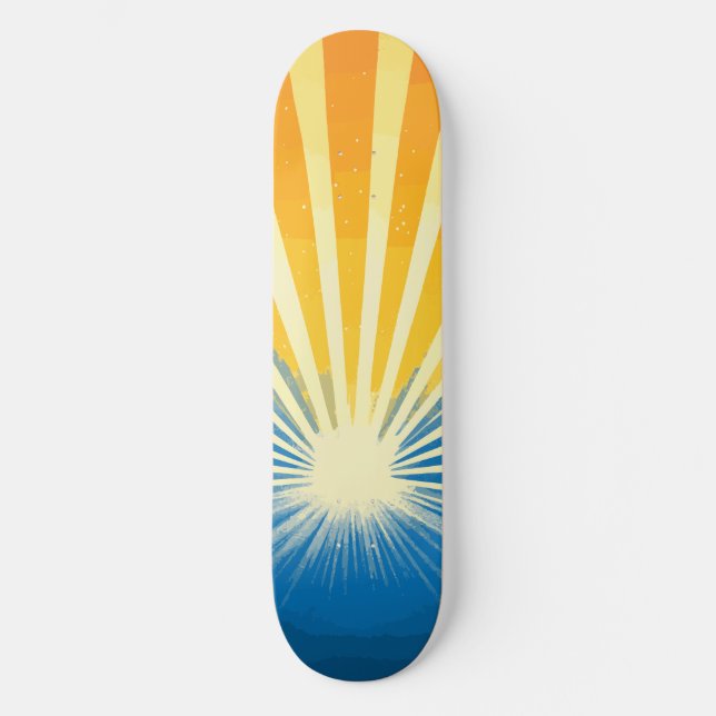 Skate Sunshine Sunset Retro 70s Boho Blue Yellow (Frente)