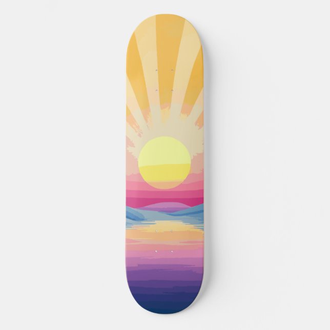 Skate Sunshine Sunset Retro 70s Boho Blue Yellow (Frente)