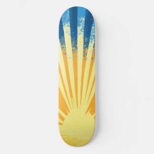 Skate Sunshine Sunset Retro 70s Boho Blue Yellow
