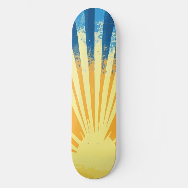 Skate Sunshine Sunset Retro 70s Boho Blue Yellow (Frente)