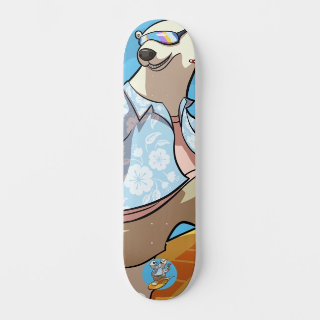 Skate Surfe com Cartoon Legal de Cocktail Urso Polar (Frente)
