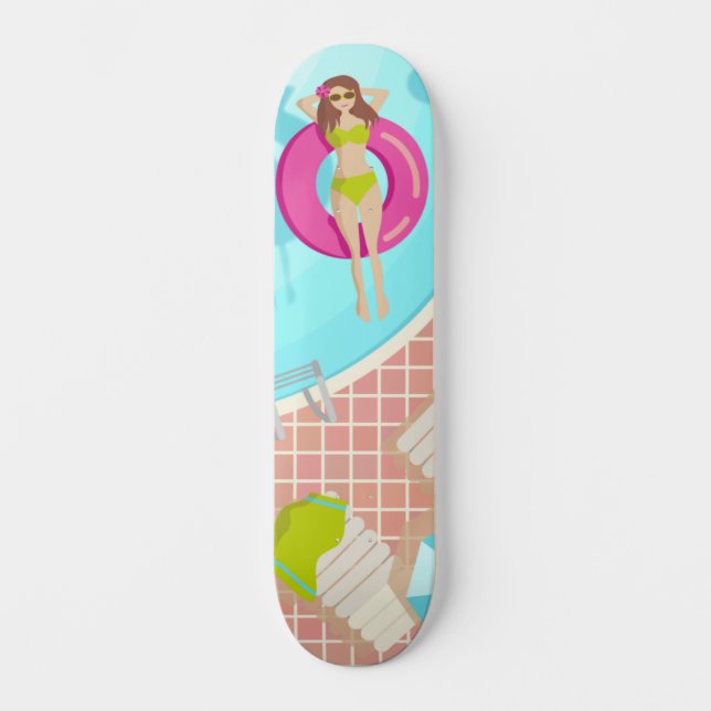 Skate Swimming pool girl in bikini summer (Frente)