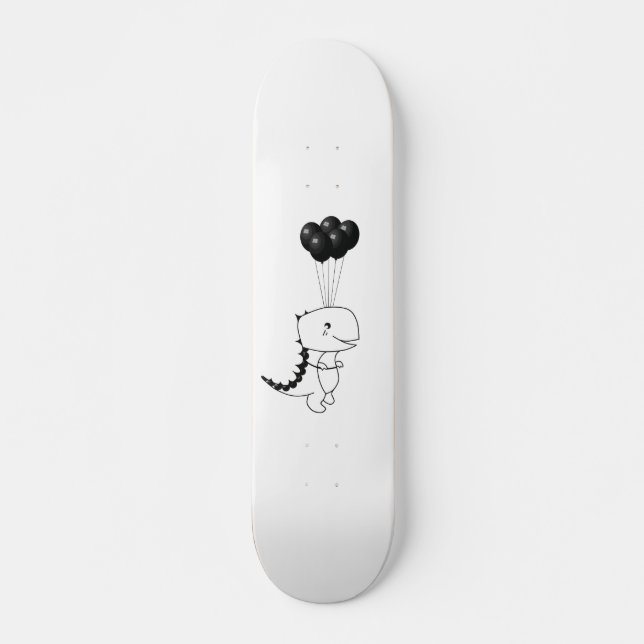 Skate T-Rex Voador Com Balões Pretos (Frente)