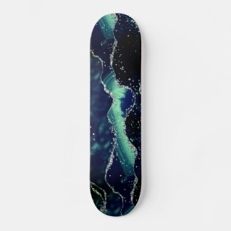Skate Tabuleiro Azul de Marinho Verde Agate Dark