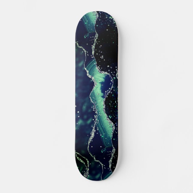 Skate Tabuleiro Azul de Marinho Verde Agate Dark (Frente)