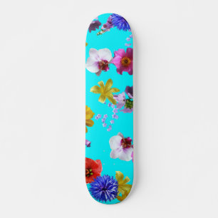 Skate Tabuleiro Azul Floral