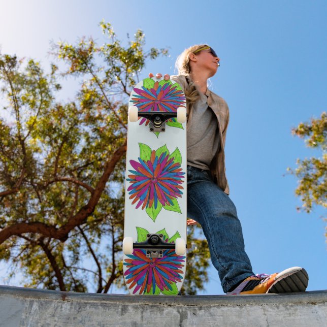 Skate Tabuleiro Colorido de Flores para Meninas (Ao ar livre 1)