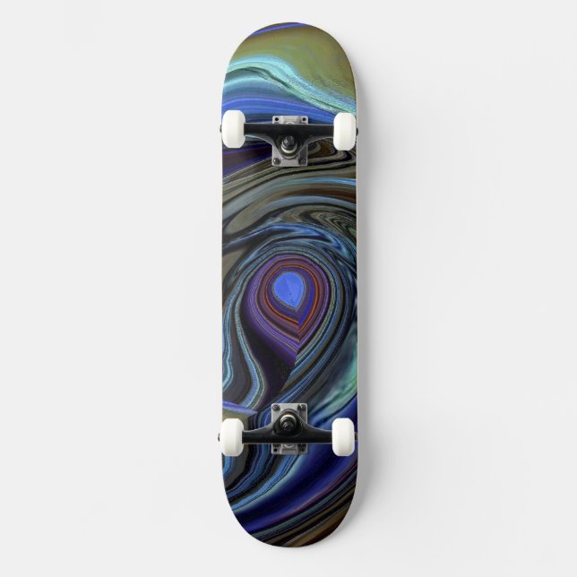 Skate Tabuleiro de Abstrato de penas Douradas Roxo N (Frente)