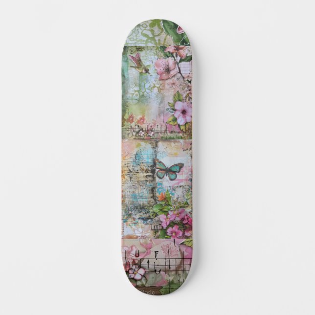 Skate Tabuleiro de Arte Floral Wide Street abstrato Vint (Frente)