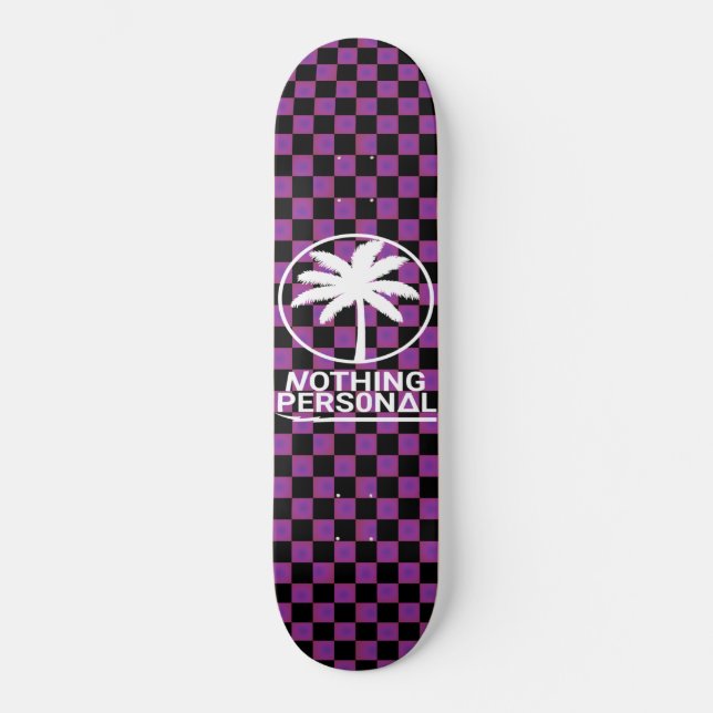 Skate Tabuleiro de inclinação preto e roxo verificado (Frente)