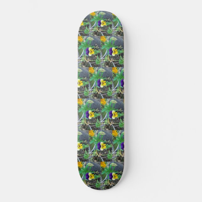 Skate Tabuleiro de Pansões Púrpura e Amarelo (Frente)